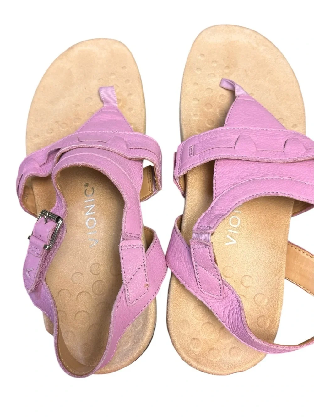 Vionic Lupe Orthotic Leather Sandals – Lavender Purple | Women’s Size 9